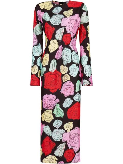 Marni floral-print long-sleeve dress - Black - zdjęcie produktu nr 1