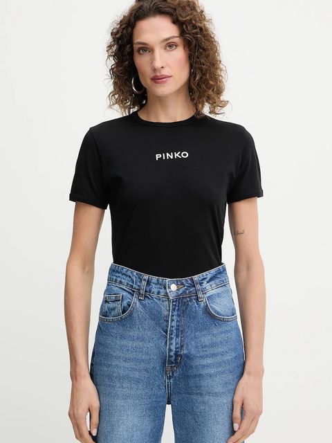 Pinko t-shirt bawełniany damski kolor czarny 105728 A2US - zdjęcie produktu nr 1