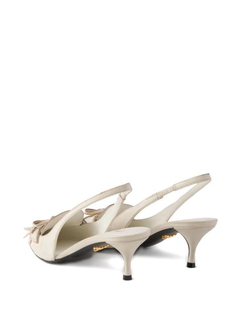 Prada fringed leather slingback pumps - Neutrals