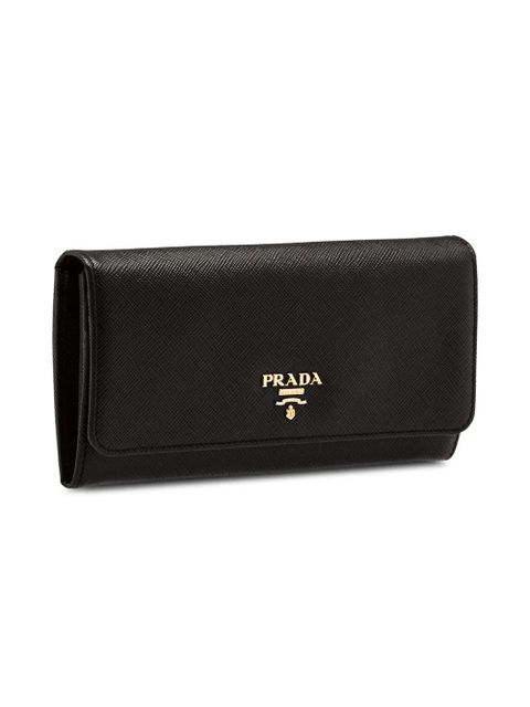 Prada logo-plaque folding wallet - Black