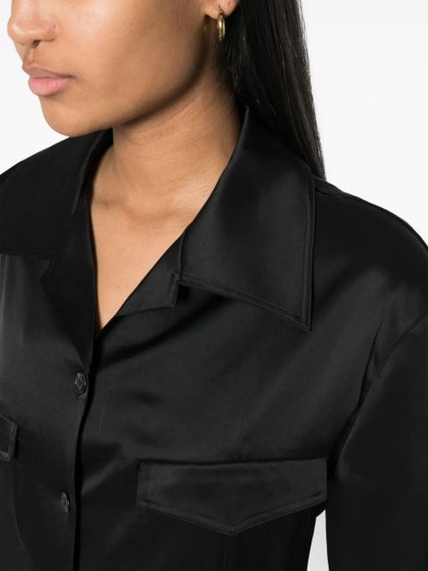 Nanushka Justina satin long-sleeve shirt - Black