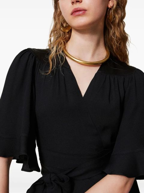 TWINSET ruffle-detail wrap top - Black