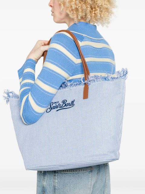 MC2 Saint Barth fringed-detail striped-pattern tote bag - Blue - zdjęcie produktu nr 2