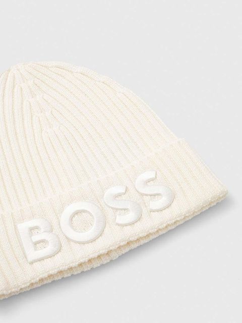 BOSS czapka wełniana kolor beżowy wełniana - zdjęcie produktu nr 2