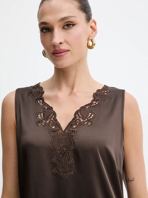 Weekend Max Mara sukienka CANOSSA kolor brązowy maxi prosta 2525226011600