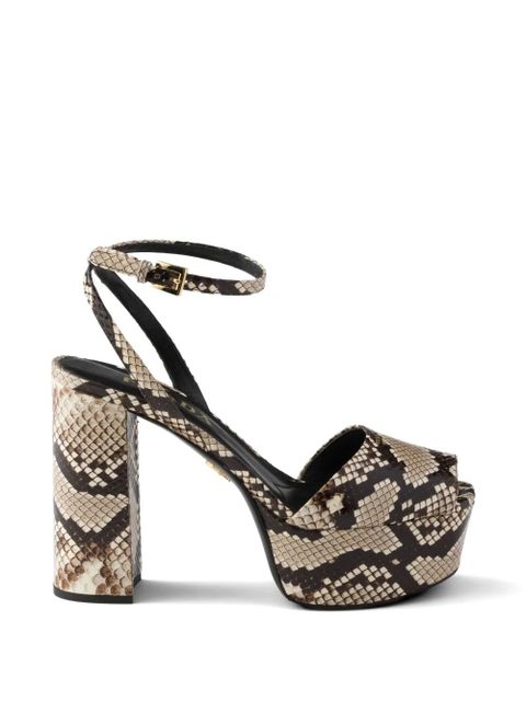 Prada Python-print Ayers leather platform sandals - Neutrals - zdjęcie produktu nr 1