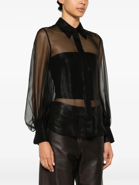 Chloé sheer puff-sleeve blouse - Black