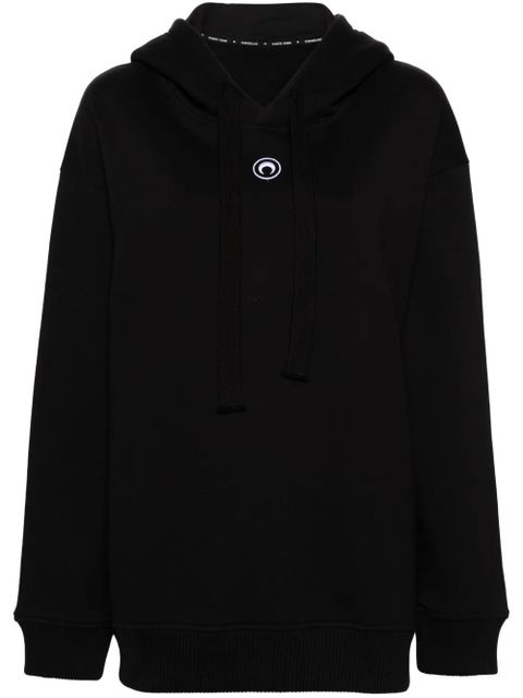 Marine Serre Moon-embroidered organic cotton hoodie - Black - zdjęcie produktu nr 1
