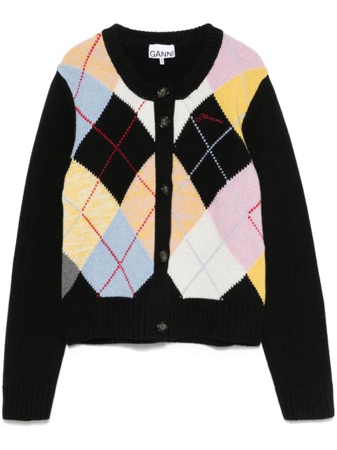 GANNI argyle cardigan - Black - zdjęcie produktu nr 1