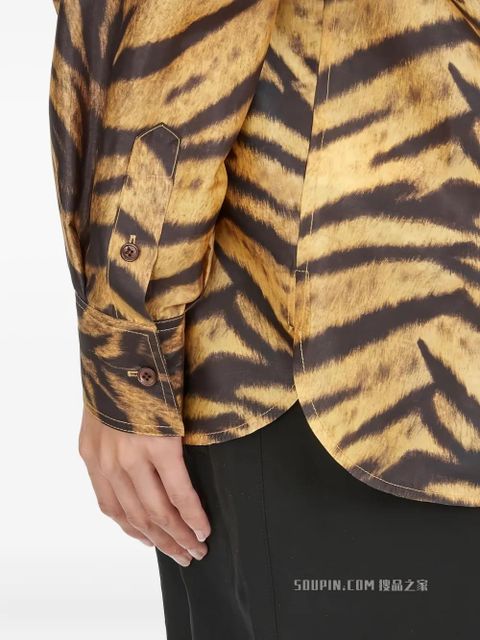 Ferragamo tiger-print long-sleeved shirt - Yellow