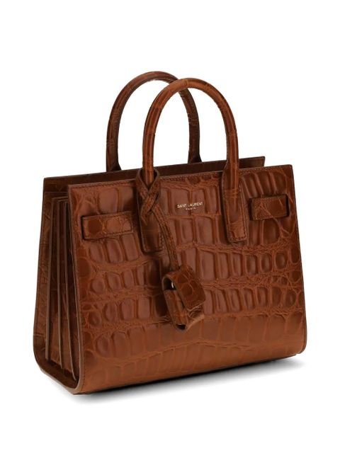 Saint Laurent Sac de Jour crocodile-effect leather tote bag - Brown - zdjęcie produktu nr 2