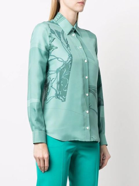 Ferragamo graphic-print silk shirt - Green - zdjęcie produktu nr 2