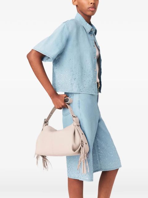 Maje embellished boxy cotton shirt - Blue