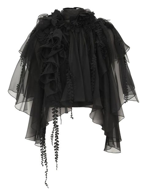 ZIMMERMANN floral-embellished ruffled blouse - Black - zdjęcie produktu nr 1