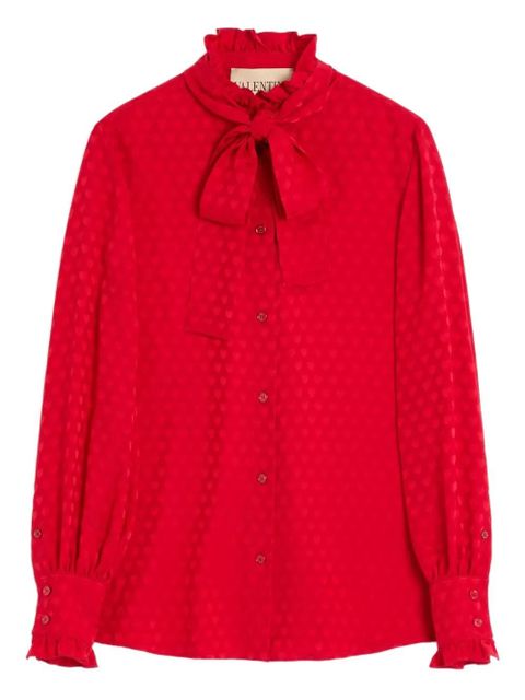 Valentino Garavani Cour de Coeur-print silk shirt - Red - zdjęcie produktu nr 1