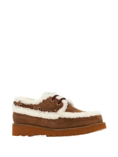 Valentino Garavani shearling-trimmed suede loafers - Brown - zdjęcie produktu nr 2