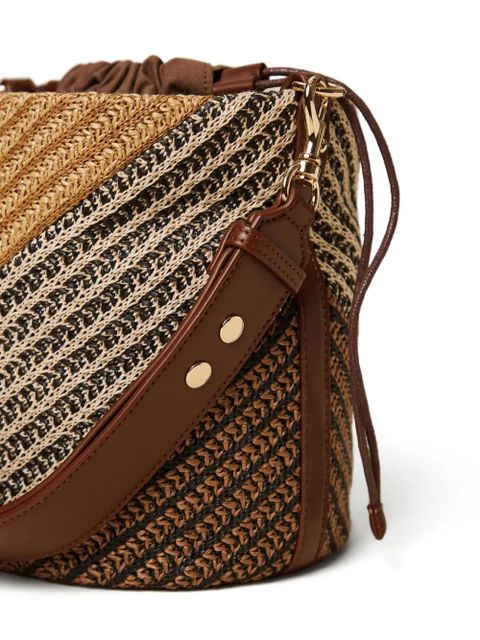 TWINSET straw patterned bucket bag - Brown