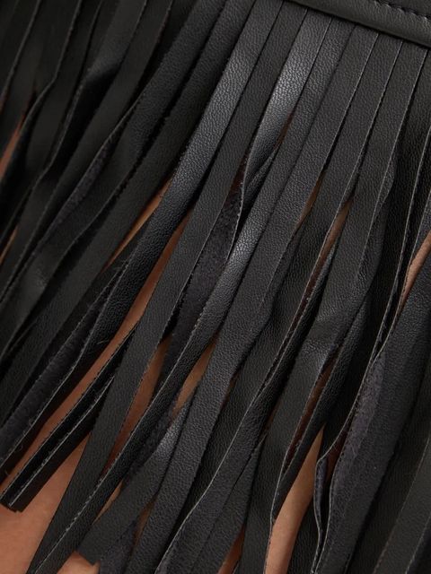 Never Fully Dressed spódnica Vegan Leather Mini Fringe Jaspre