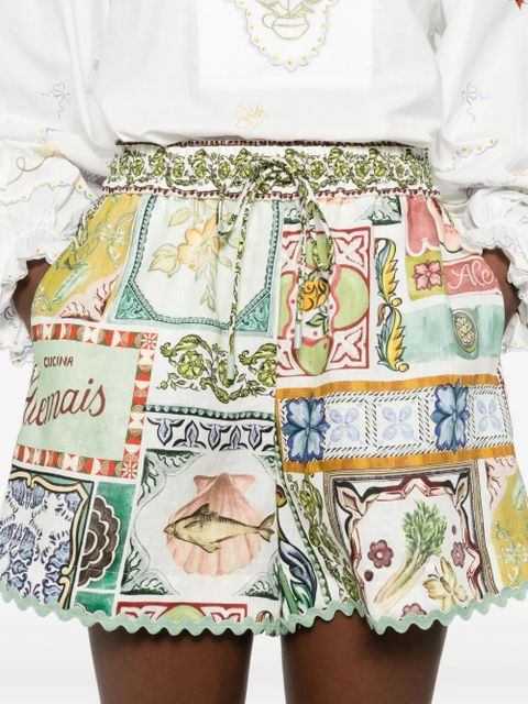 ALEMAIS scalloped printed shorts - White