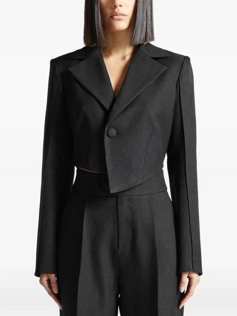 Manière De Voir Dina - Asymmetric Tailored Cropped Blazer - Black - zdjęcie produktu nr 2