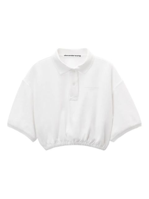 Alexander Wang elasticated-hem cropped polo top - White - zdjęcie produktu nr 1