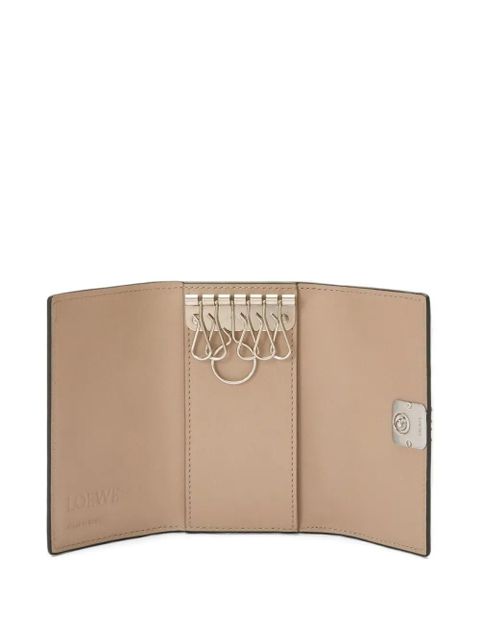 LOEWE anagram-detail leather keyring - Neutrals
