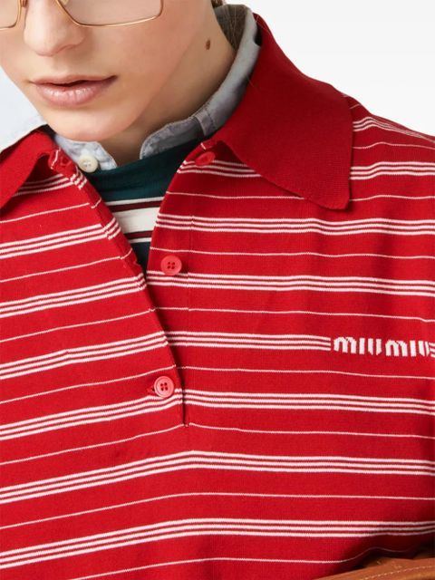 Miu Miu intarsia-knit logo polo shirt - Red