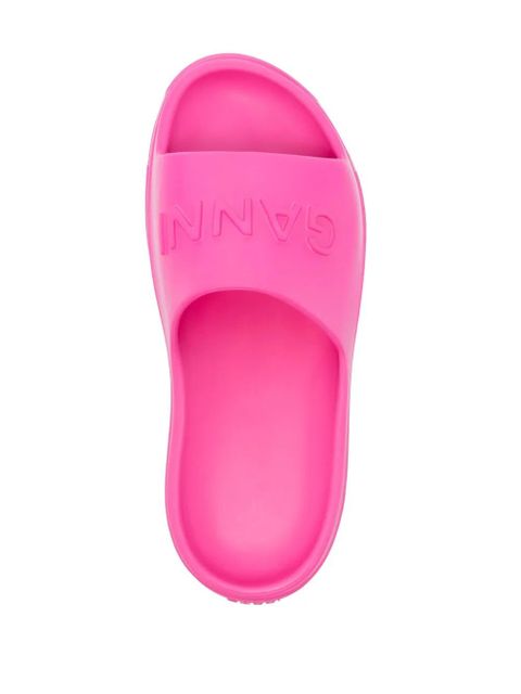 GANNI logo-embossed chunky slides - Pink