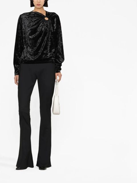 ISABEL MARANT crushed-velvet long-sleeve top - Black - zdjęcie produktu nr 2