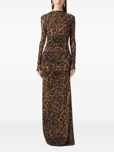 Blumarine leopard-print ruched dress - Brown - zdjęcie produktu nr 2
