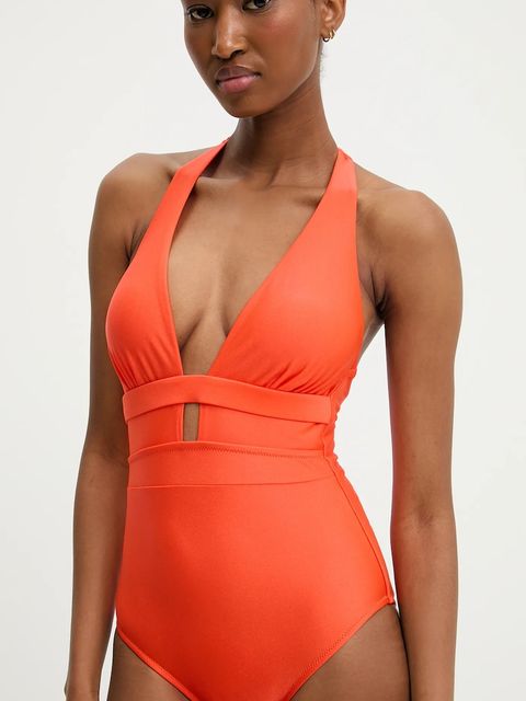 Answear.LAB jednoczęściowy strój kąpielowy kolor pomarańczowy lekko usztywniona miseczka
