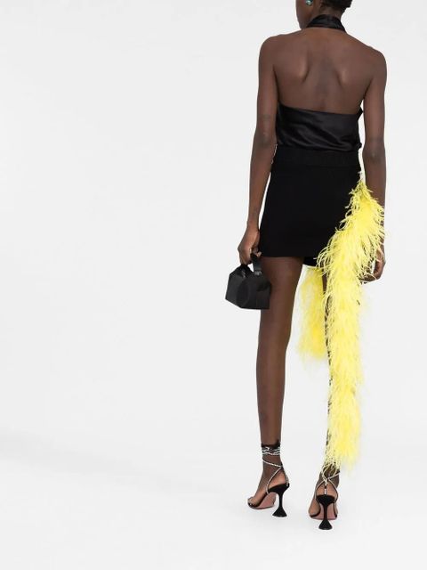The Attico feather-embellished mini skirt - Black