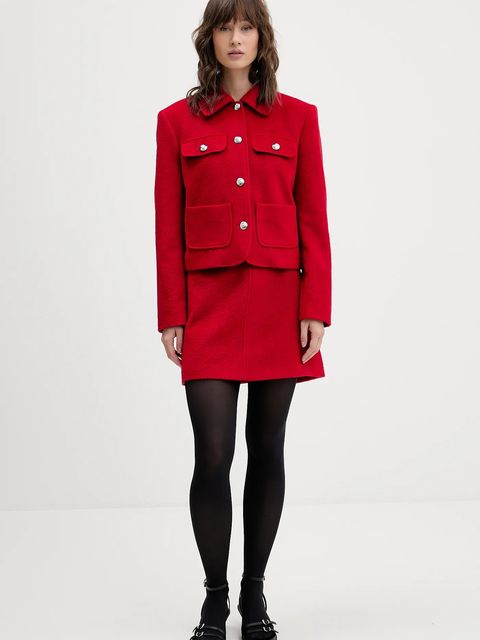 HUGO marynarka z domieszką wełny kolor czerwony jednorzędowa gładka 50547602