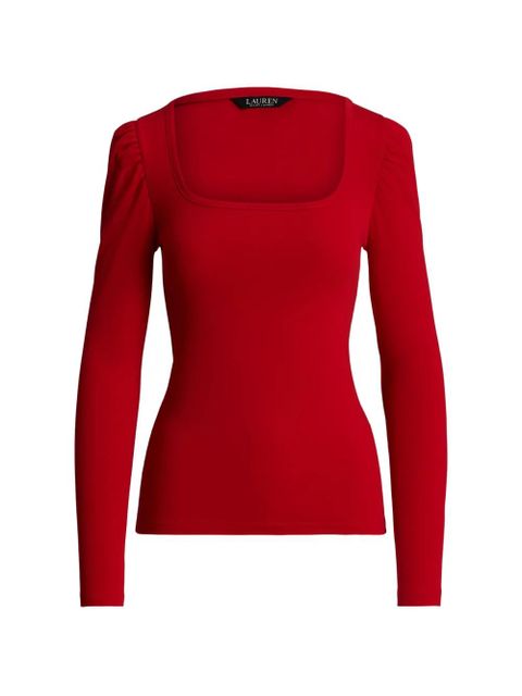 Lauren Ralph Lauren puff-sleeve square-neck top - Red