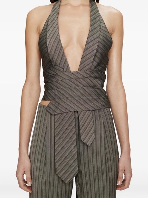 Christopher Esber Reyer Tailored Tie striped top - Grey - zdjęcie produktu nr 1