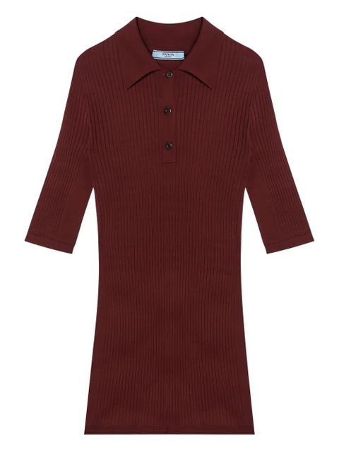 Prada ribbed polo top - Red - zdjęcie produktu nr 1