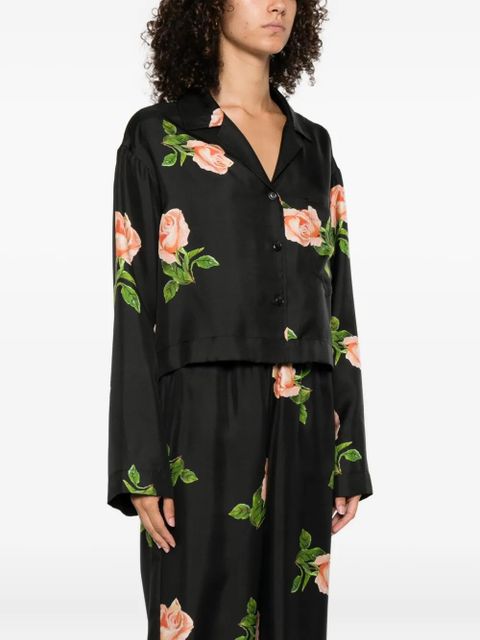Nanushka Vally rose-print long-sleeve shirt - Black