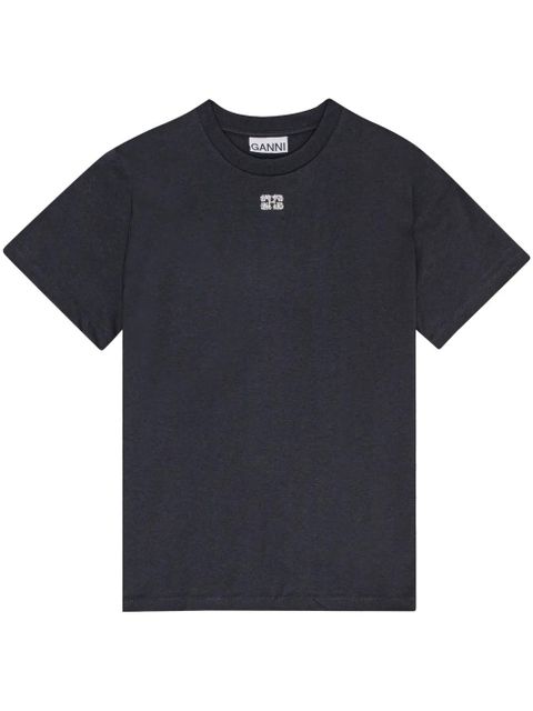 GANNI logo-embellished cotton T-shirt - Blue