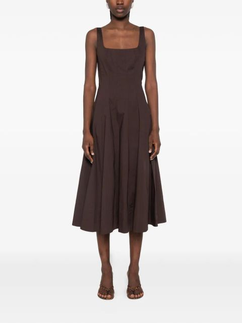 STAUD Wells square-neck midi dress - Brown