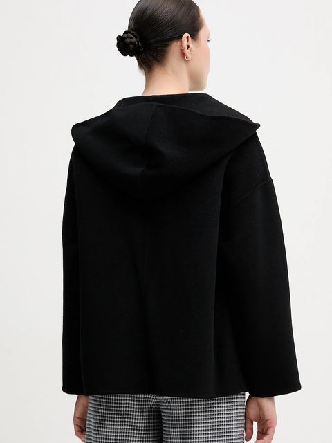 United Colors of Benetton płaszcz z dodatkiem wełny kolor czarny 28F7DN08M