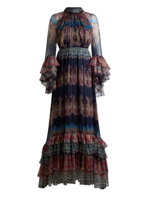 ETRO paisley-print ruffled maxi dress - Blue - zdjęcie produktu nr 1