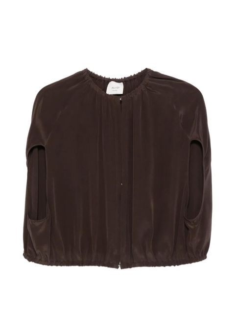 Alysi cut-out silk cape - Brown - zdjęcie produktu nr 1
