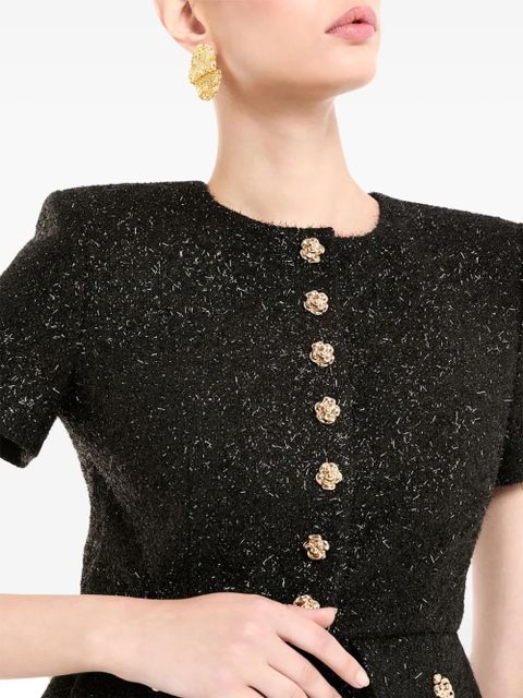 Self-Portrait tinsel bouclé jumpsuit - Black