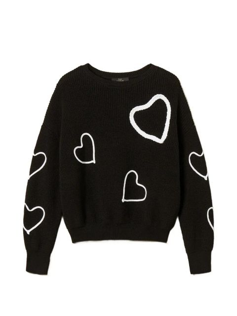 TWINSET hearts-detail long-sleeve sweater - Black - zdjęcie produktu nr 1