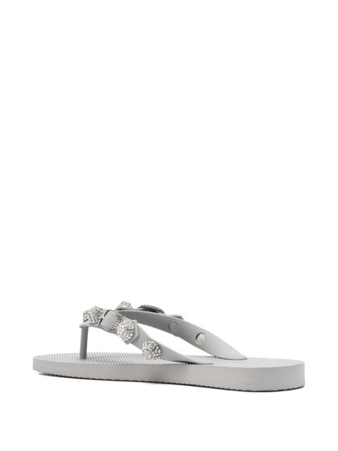 Balenciaga Cagole crystal-embellished flip-flops - Grey