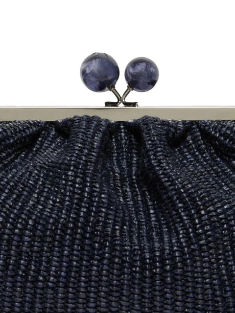Weekend Max Mara medium Pasticcino bead-embellished woven clutch bag - Blue