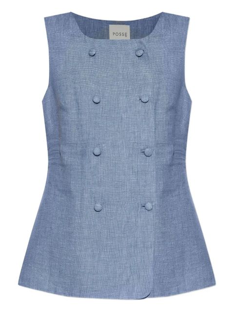 Posse double-breasted sleeveless waistcoat - Blue - zdjęcie produktu nr 1