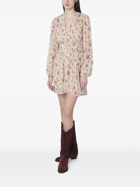 ISABEL MARANT floral V-neck mini dress - Neutrals - zdjęcie produktu nr 2