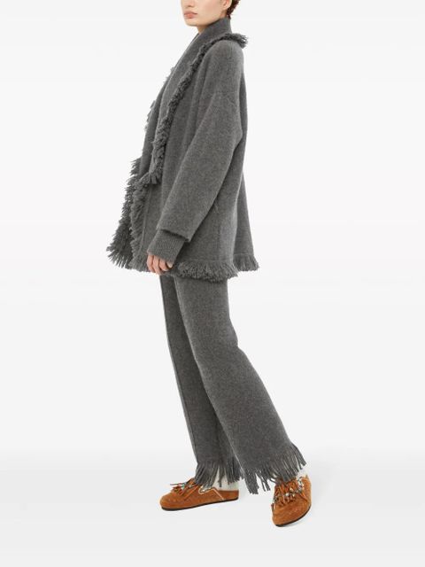 Alanui fringed-edge cashmere-blend cardigan - Grey - zdjęcie produktu nr 2