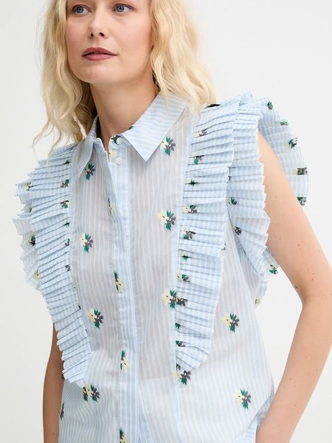 MUNTHE koszula MUST damska kolor niebieski regular z kołnierzykiem klasycznym 252102725224